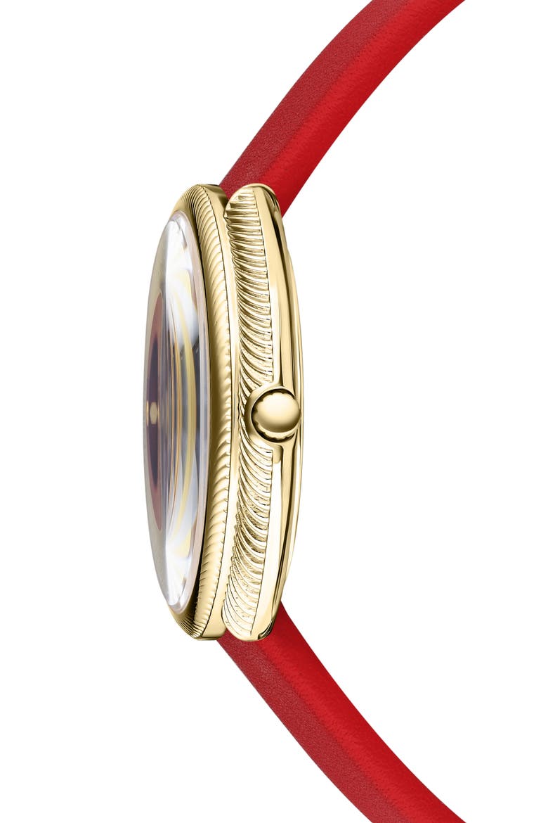 Leather Strap Watch, 38mm, Alternate, color, GOLD