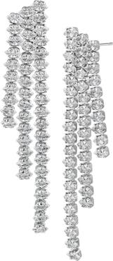CZ by Kenneth Jay Lane Cubic Zirconia Triple Strand Graduated Drop Earrings