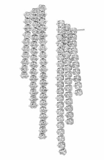 CZ by Kenneth Jay Lane Cubic Zirconia Triple Strand Graduated Drop Earrings