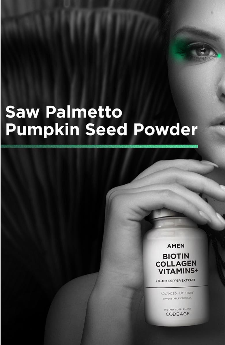 Codeage Amen Biotin Collagen Peptides + Vitamins C, E & Keratin, Alternate, color, White