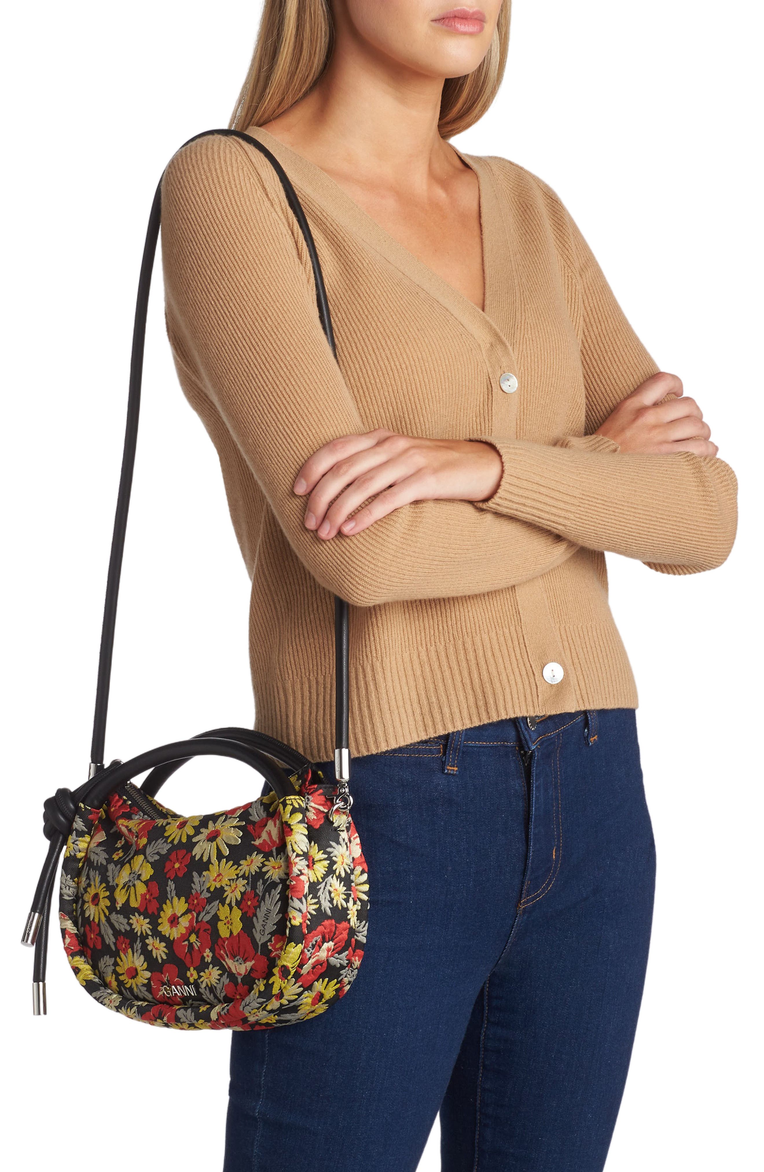 Ganni Mini Floral Knot Bag, Alternate, color, 