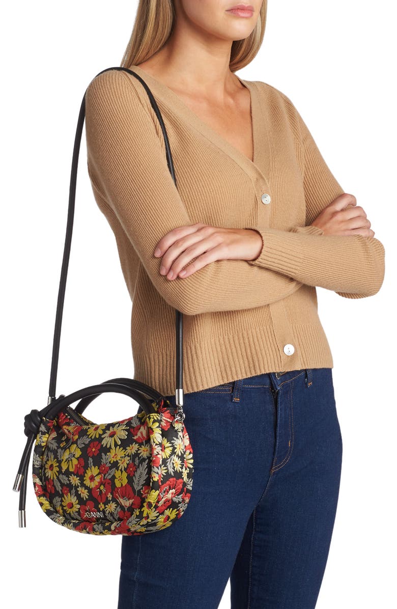 Ganni Mini Floral Knot Bag, Alternate, color,