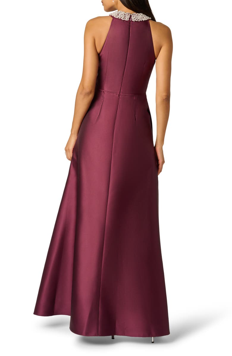 Adrianna Papell Embellished Neck Mikado Gown, Alternate, color, Deep Wine