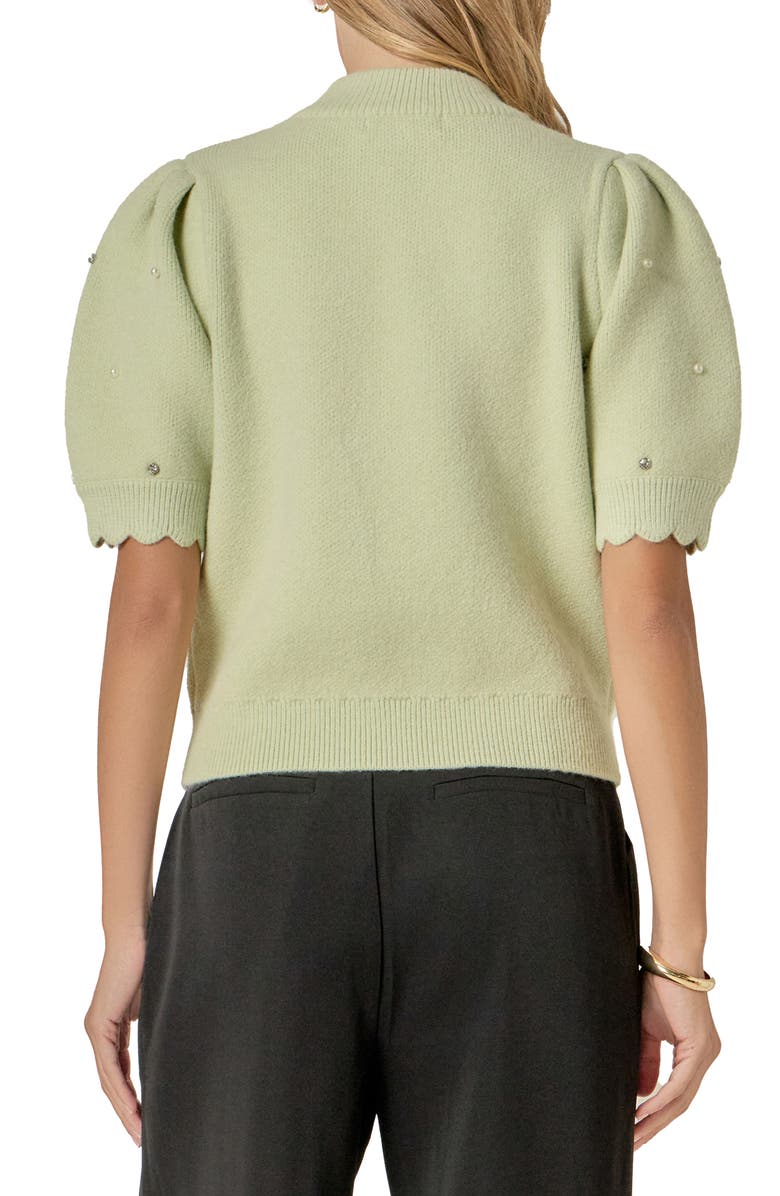English Factory Embellished Short Sleeve Sweater, Alternate, color, Sage
