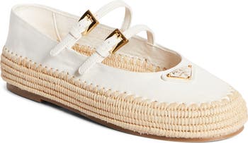 フラットシューズ PRADA ESPADRILLE (1S868NF00579A F0522) Prada Leather Dual Mary Jane Ballerina Espadrilles