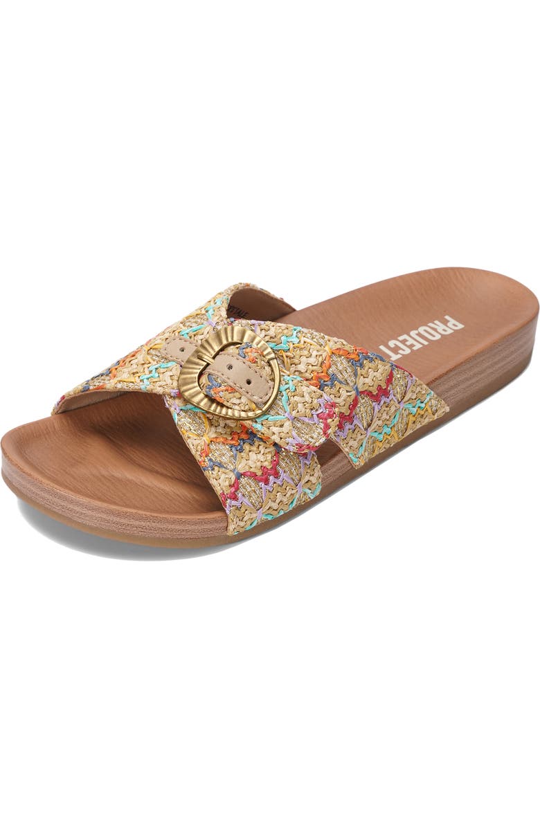 Project Cloud Bubbly Slide Sandal, Main, color, Gold Raffia