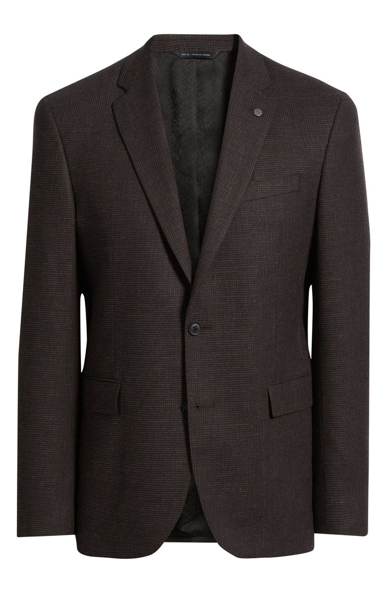 AllSaints Ross Slim Fit Houndstooth Sport Coat, Alternate, color, Brown