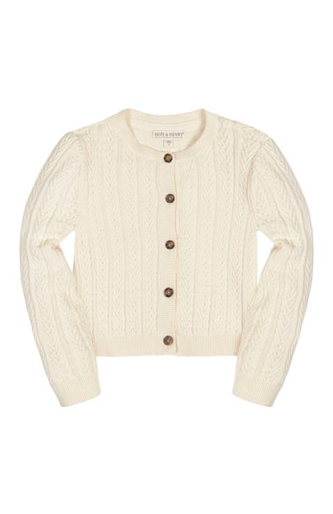 Girls' Organic Chevron Cable Cardigan, Kids