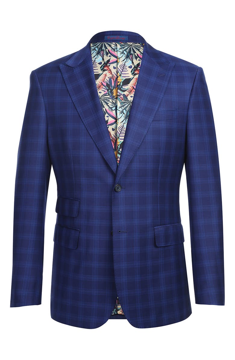 English Laundry Trim Fit Plaid Suit, Alternate, color, Blue