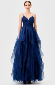 Bariano Solenne Tiered Ball Gown