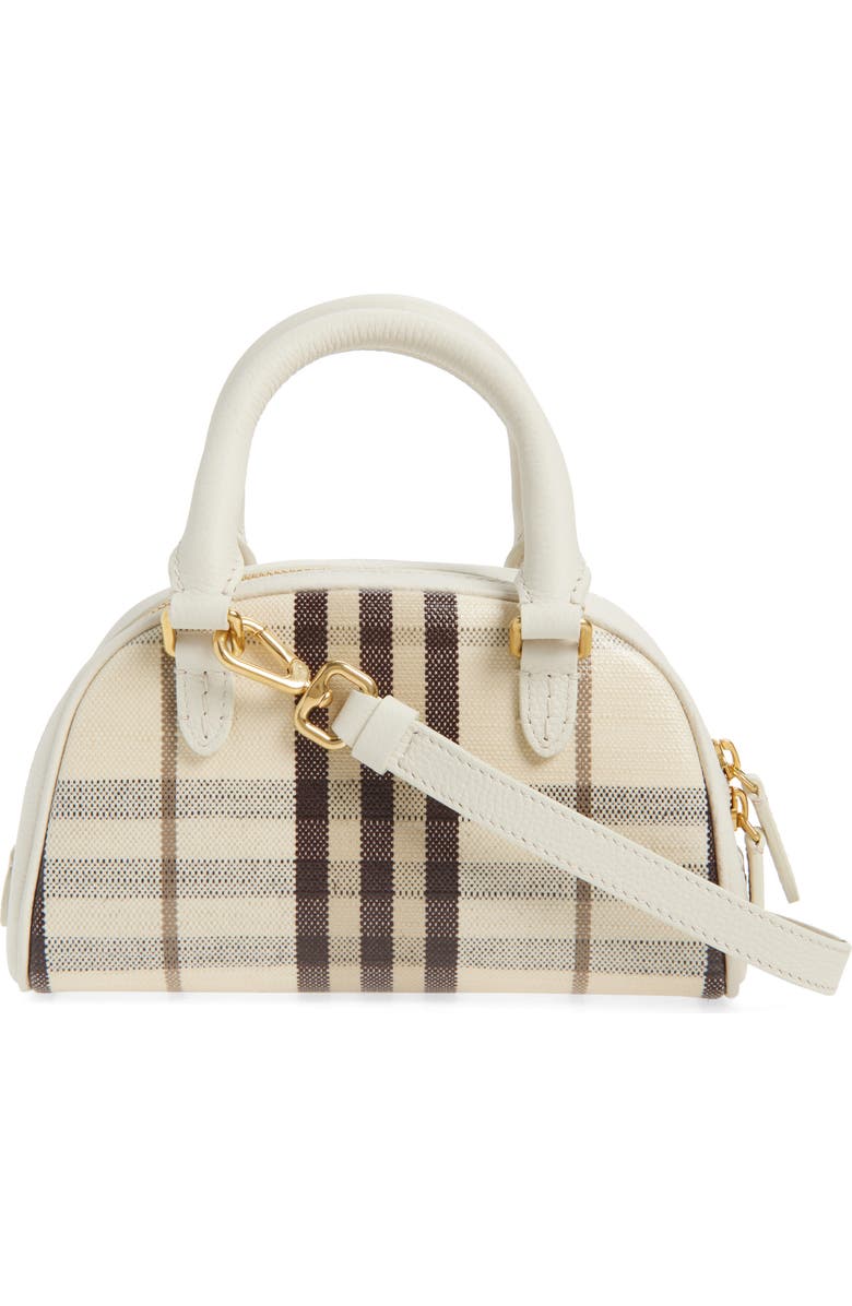 Burberry Highlands Check Coated Canvas Bowling Bag, Alternate, color, Light Beige