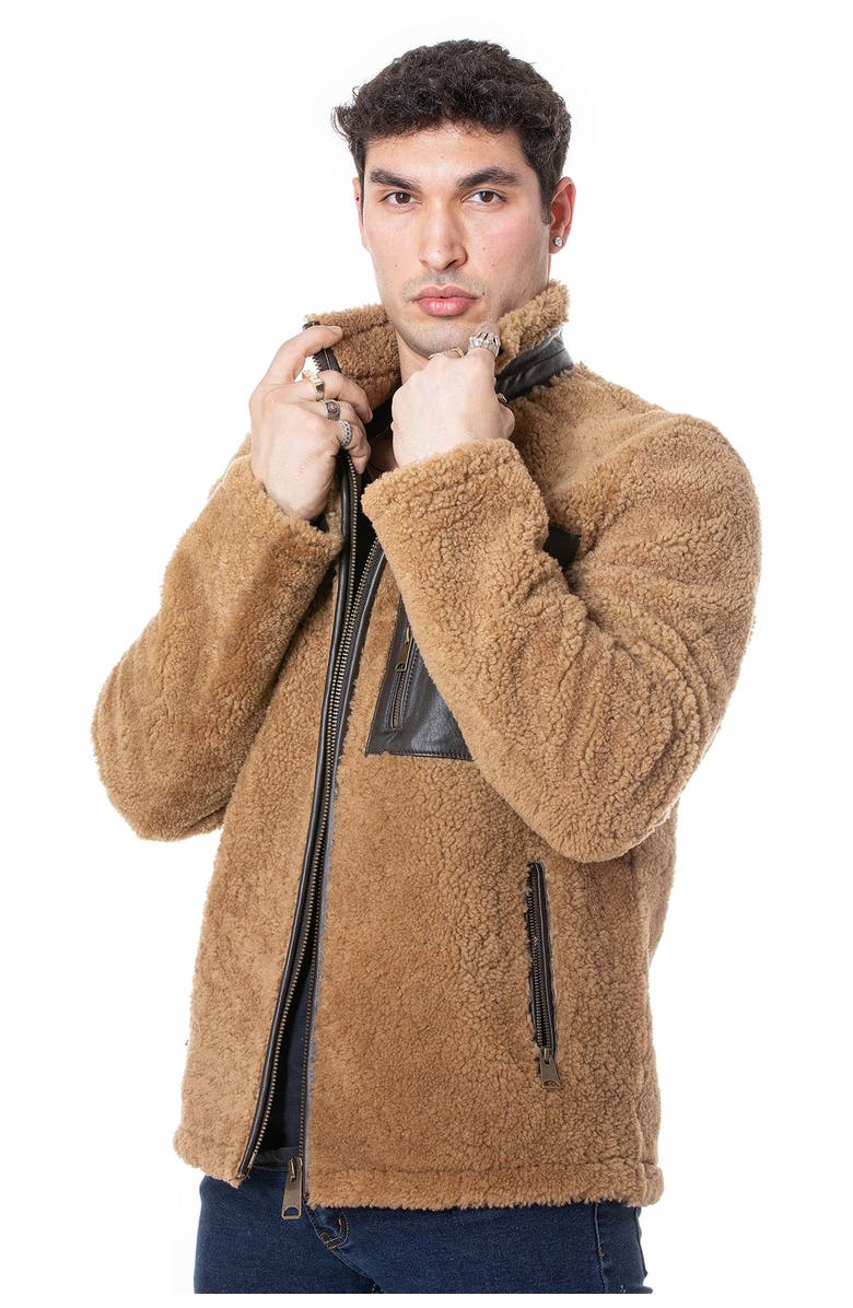 Furniq UK Lawrence Sheepskin Teddy Coat, Alternate, color, Camel