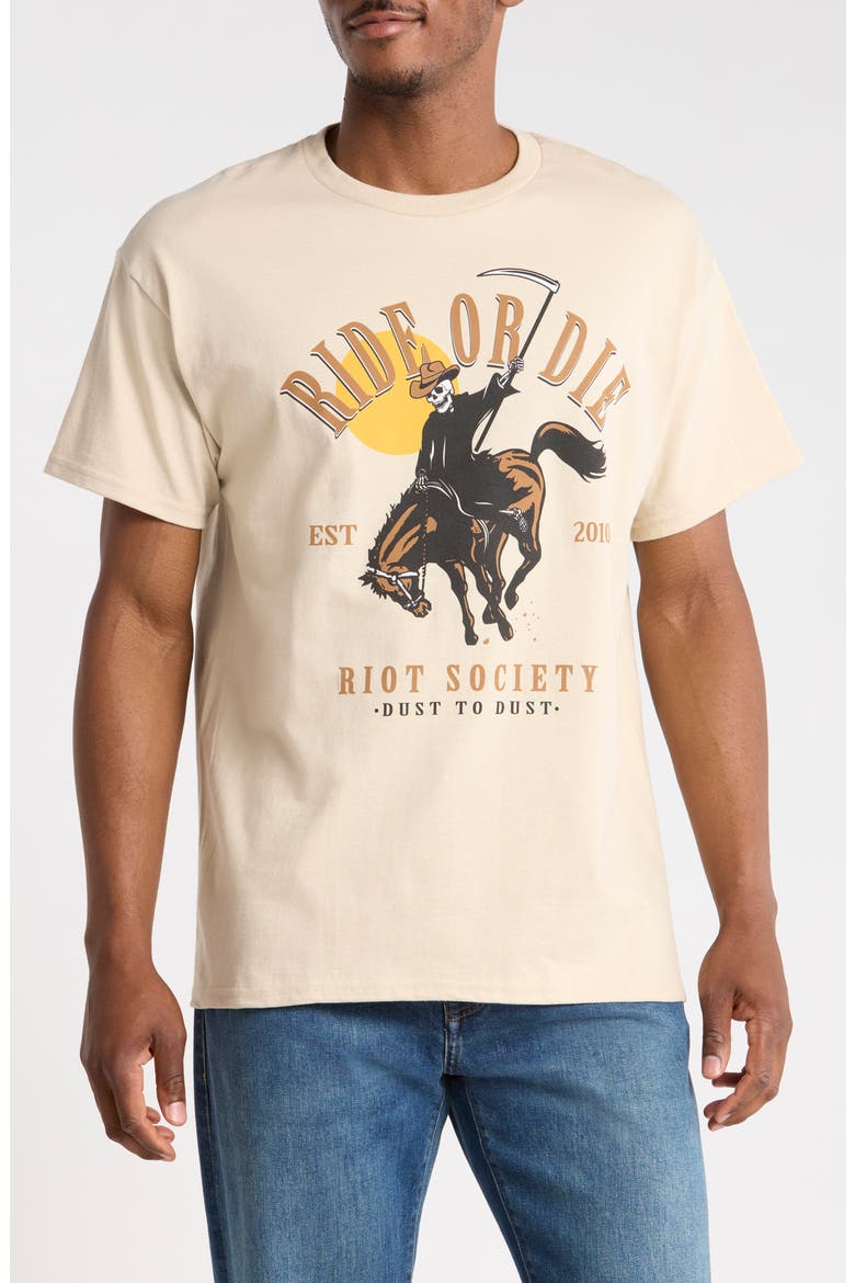 Ride or Die Reaper Graphic T-Shirt, Main, color, CREAM