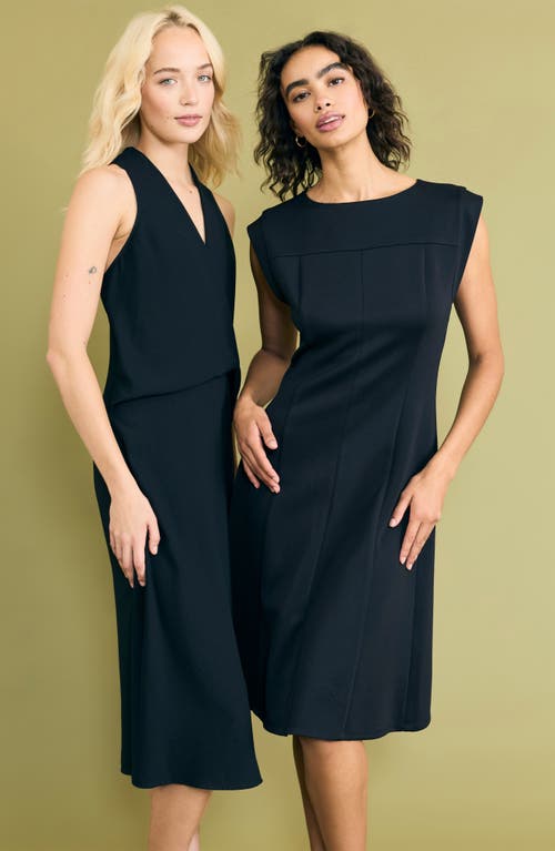 Luxely Sleeveless Twist Front Midi Dress In Black