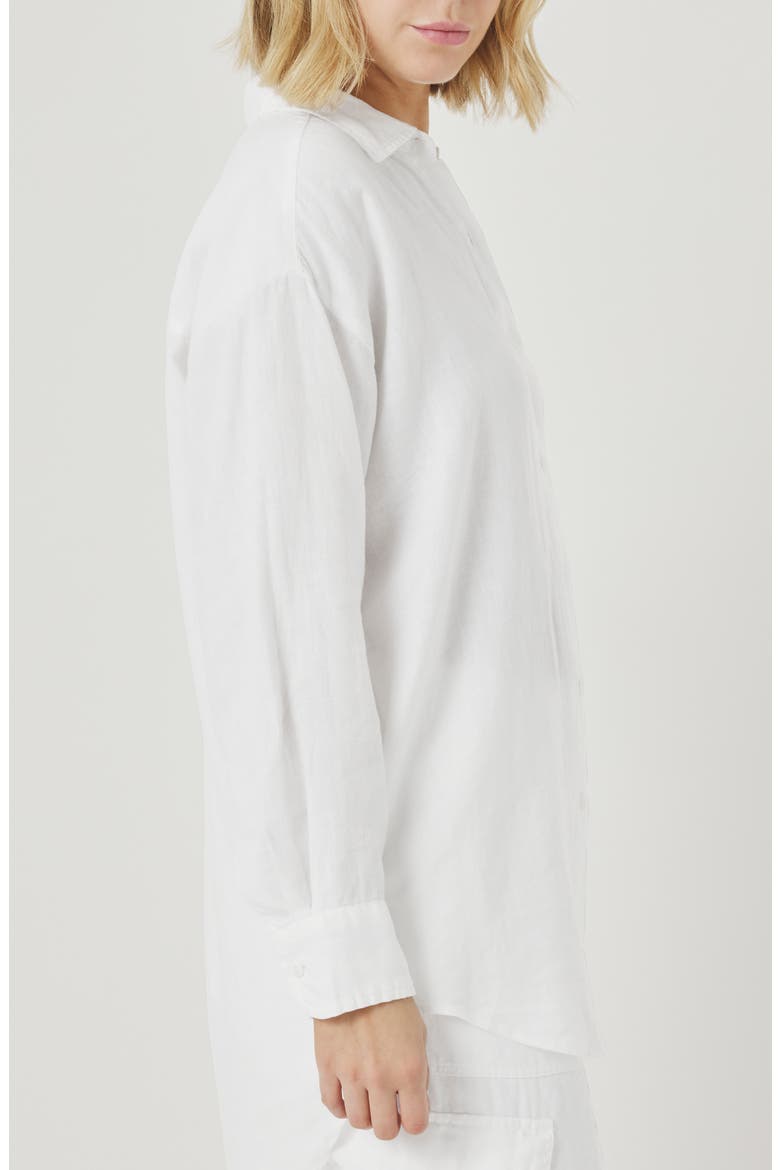 Stella Linen Button-Up Shirt, Alternate, color, WHITE