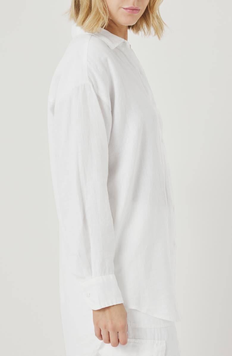 Splendid Stella Linen Button-Up Shirt, Alternate, color, White