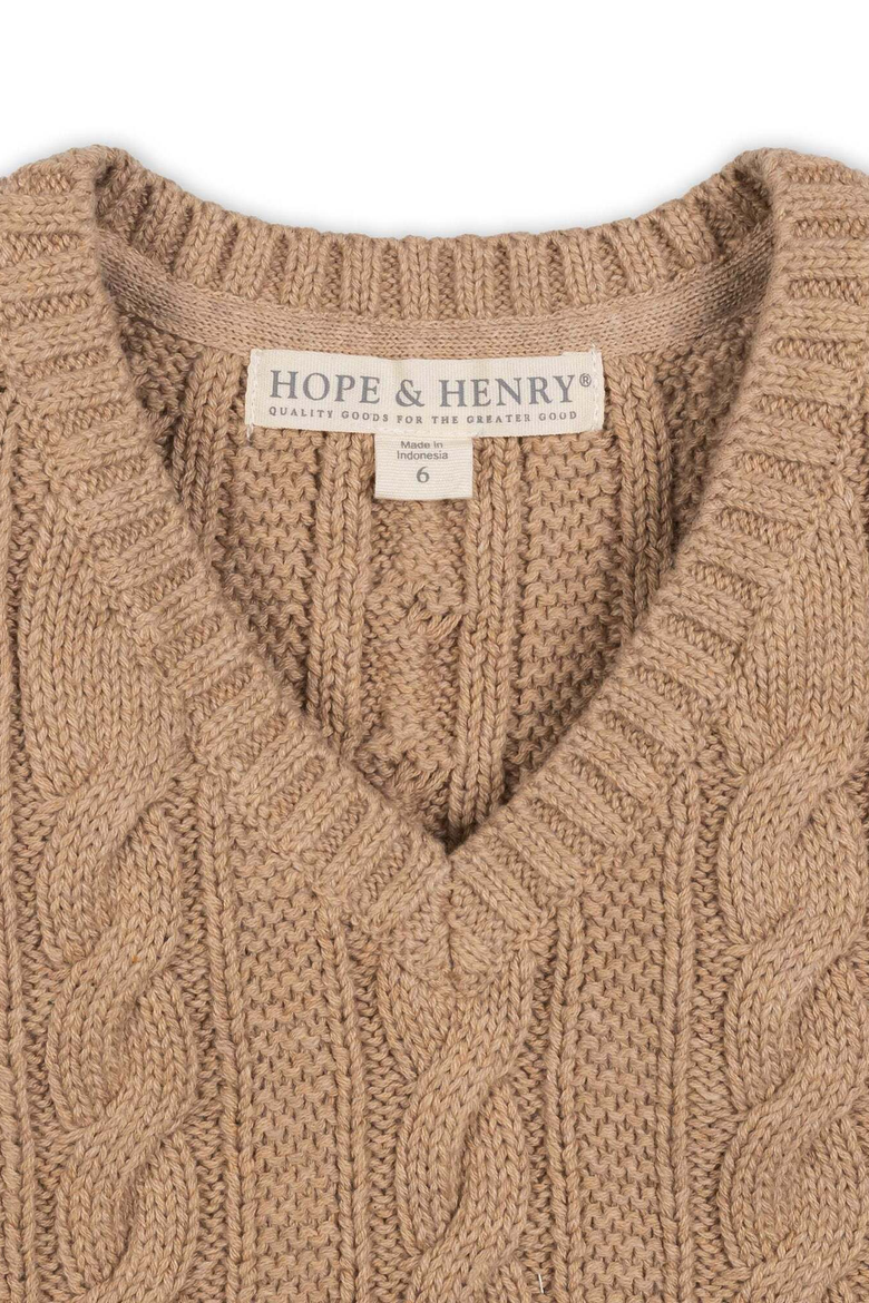 Baby Organic Cable Knit Sweater Vest, Alternate, color, Camel Heather Cable