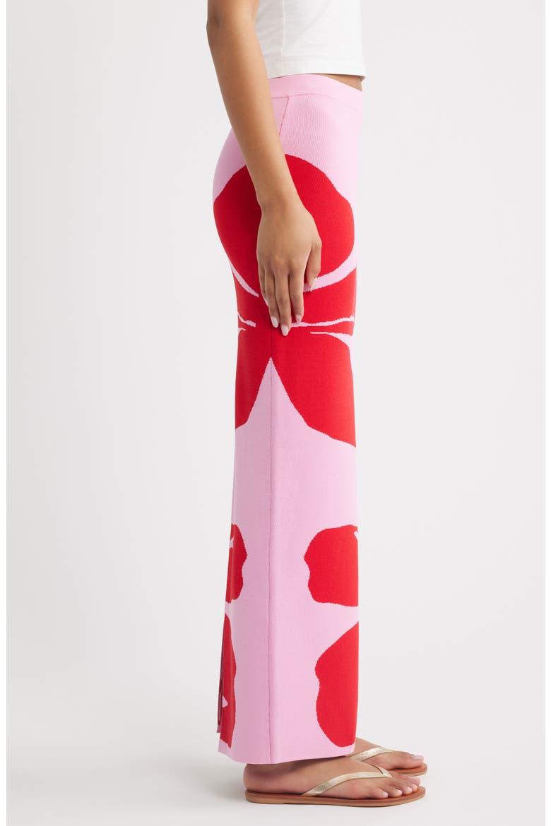 Floral Knit Maxi Skirt, Alternate, color, BERRY BLISS