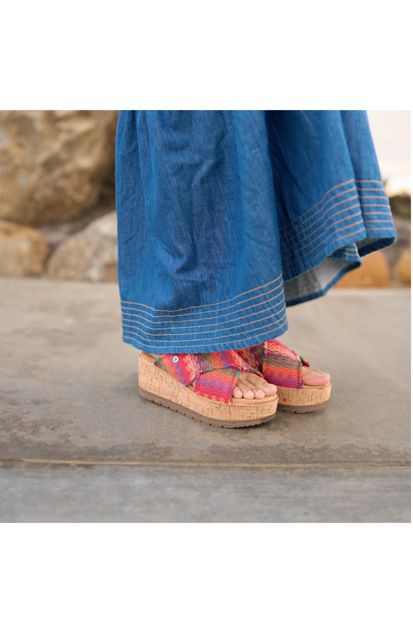 Minnetonka Posey Platform Wedge Slide Sandal, Alternate, color, Horizon Multi