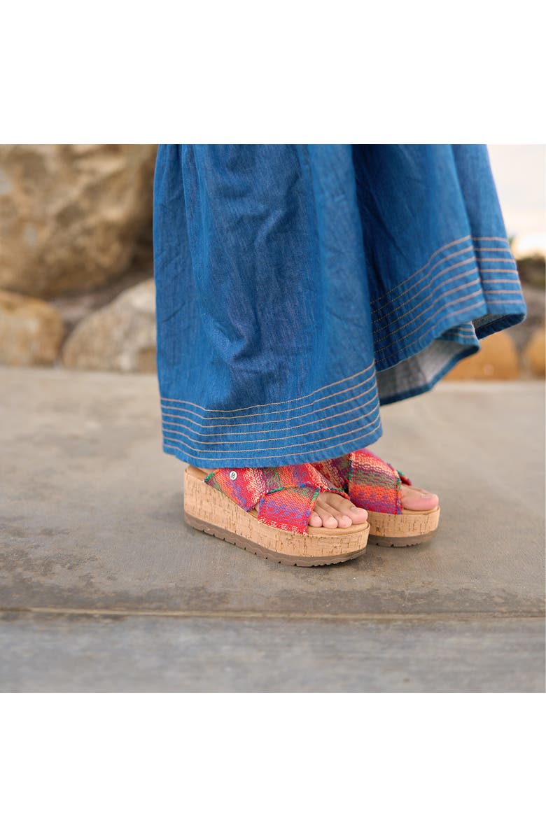 Minnetonka Posey Platform Wedge Slide Sandal, Alternate, color, Horizon Multi