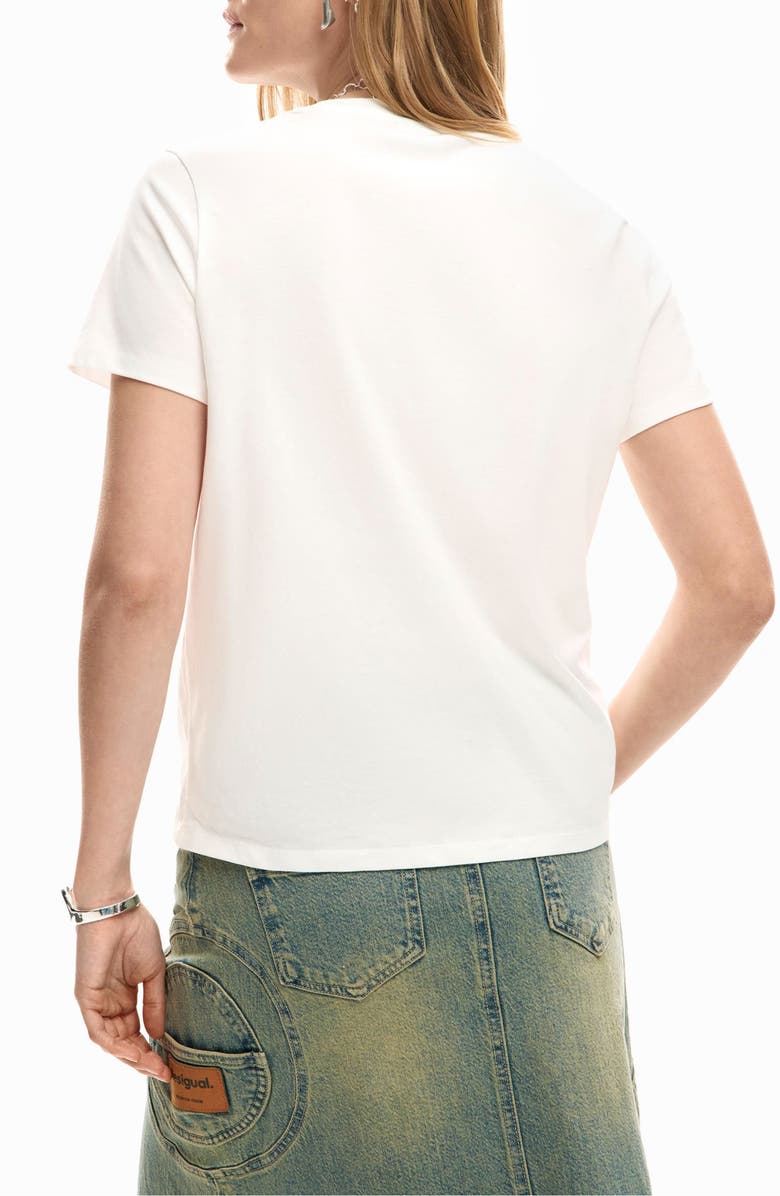 Desigual Abstract Cotton Graphic T-Shirt, Alternate, color, White