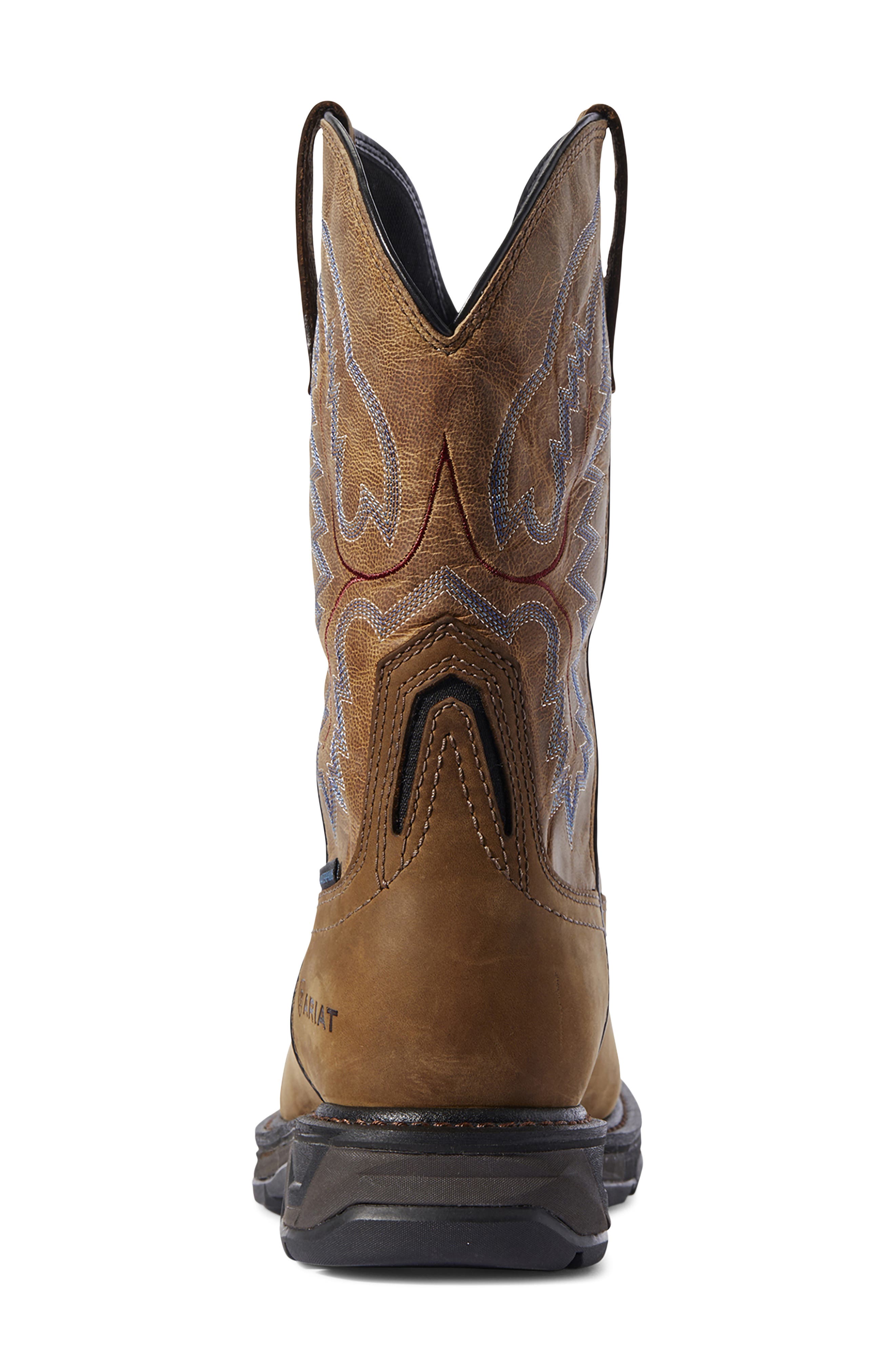 WorkHog XT Square Toe Waterproof Western Leather Boot, Alternate, color, DISTRESSED BROWN