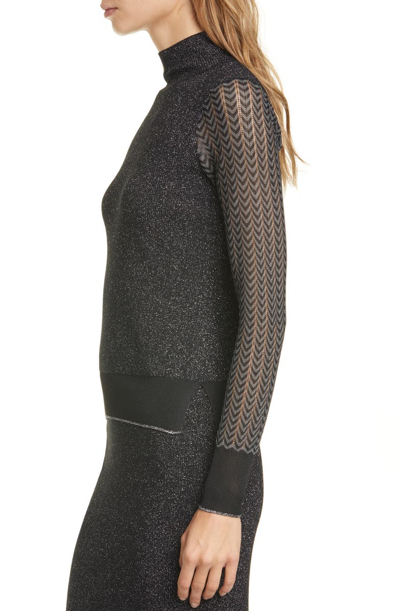 rag & bone Rower Metallic Sweater, Alternate, color, Black