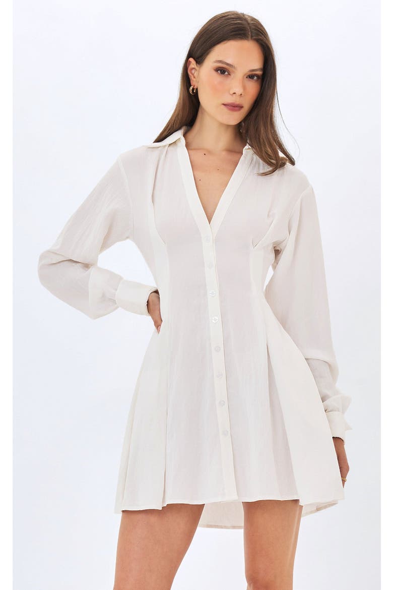 Nanette Lyocell Poplin Shirt Mini Dress, Main, color, White