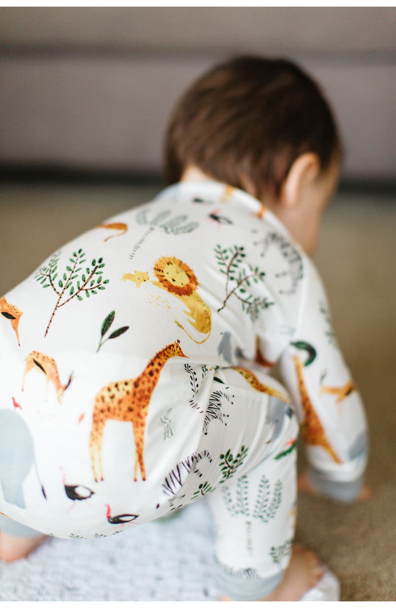 Loulou Lollipop Safari Fitted One-Piece Pajamas, Alternate, color, 