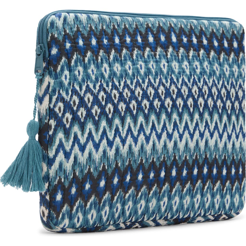 Mango Teen Print Quilted Cotton Laptop Case In Blue