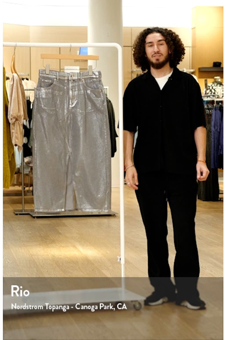Metallic Coated Cotton Denim Midi Skirt video
