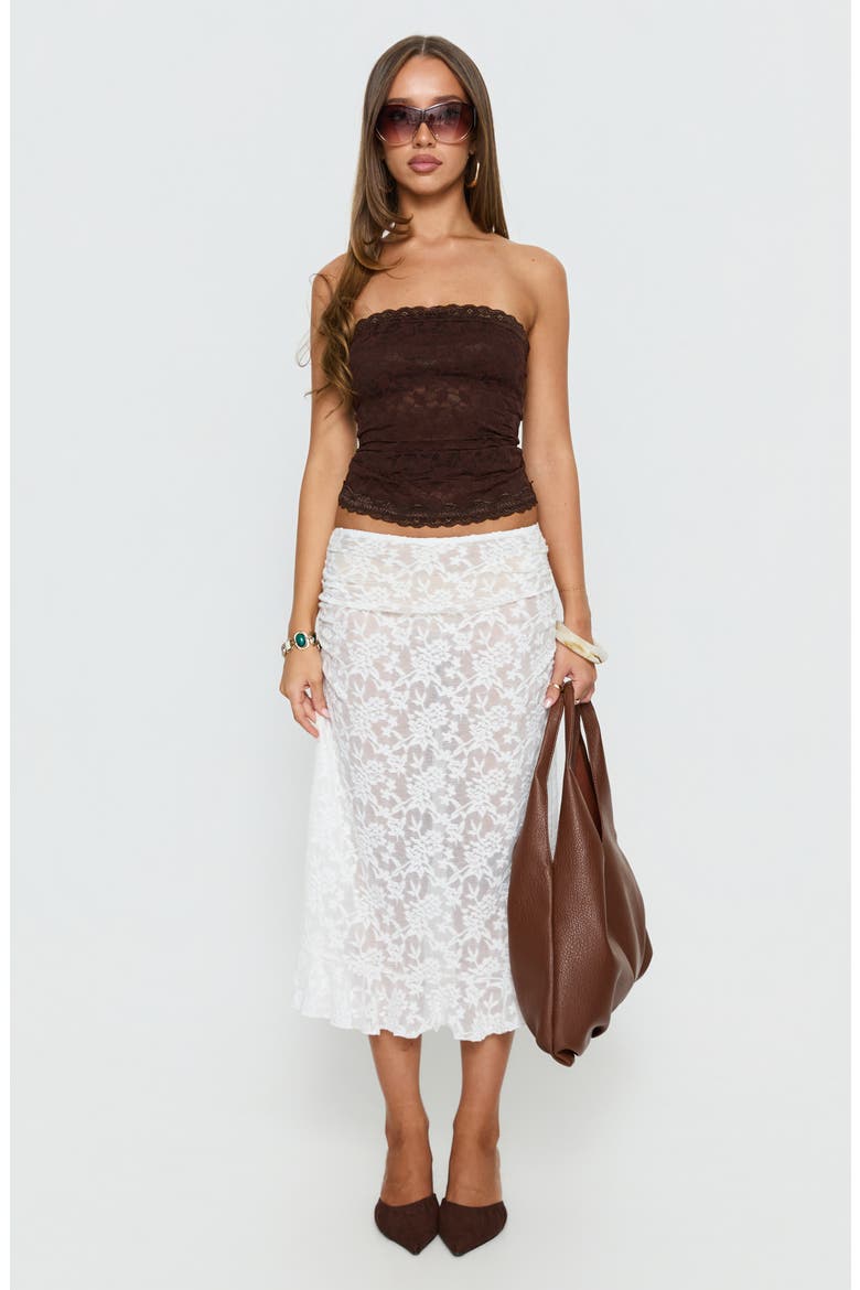 Toscani Frilled Lace Midi Skirt, Alternate, color, WHITE