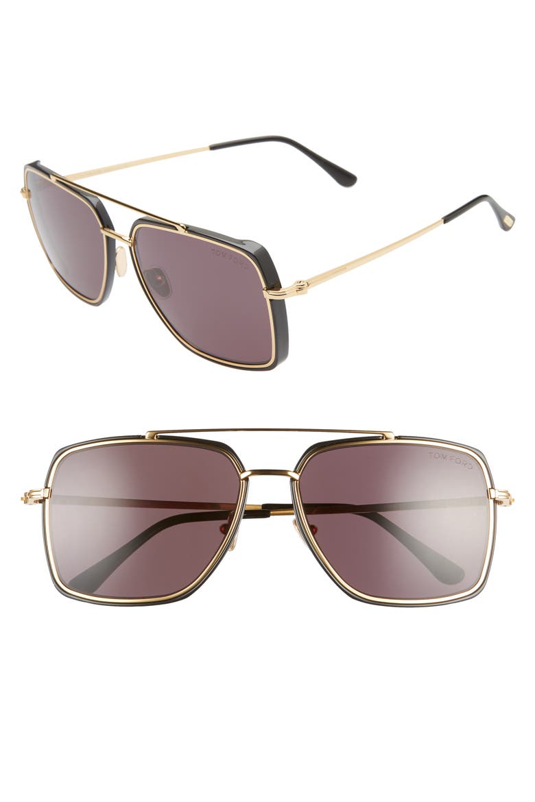 Lionel 60mm Navigator Sunglasses, Main, color, SBLK/SMK