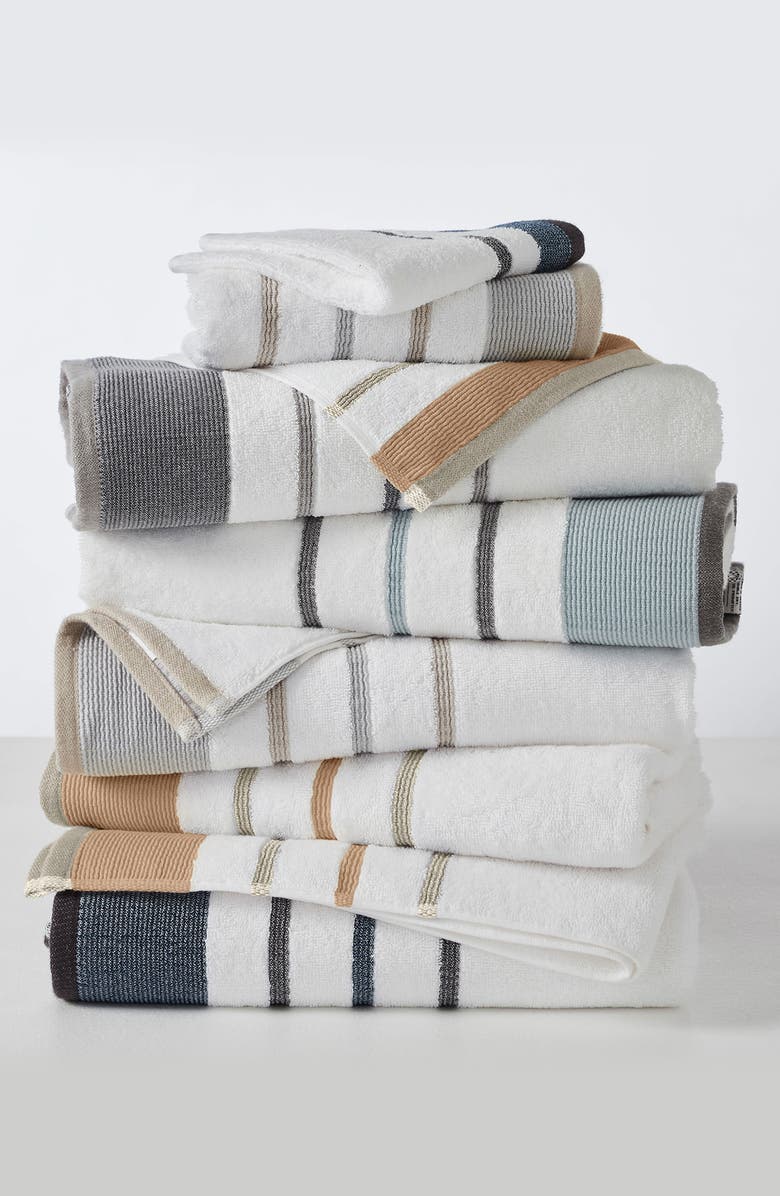 Woven & Weft Cotton Textured Stripe 4-Pack Hand Towel Set, Alternate, color, Clay / Taupe