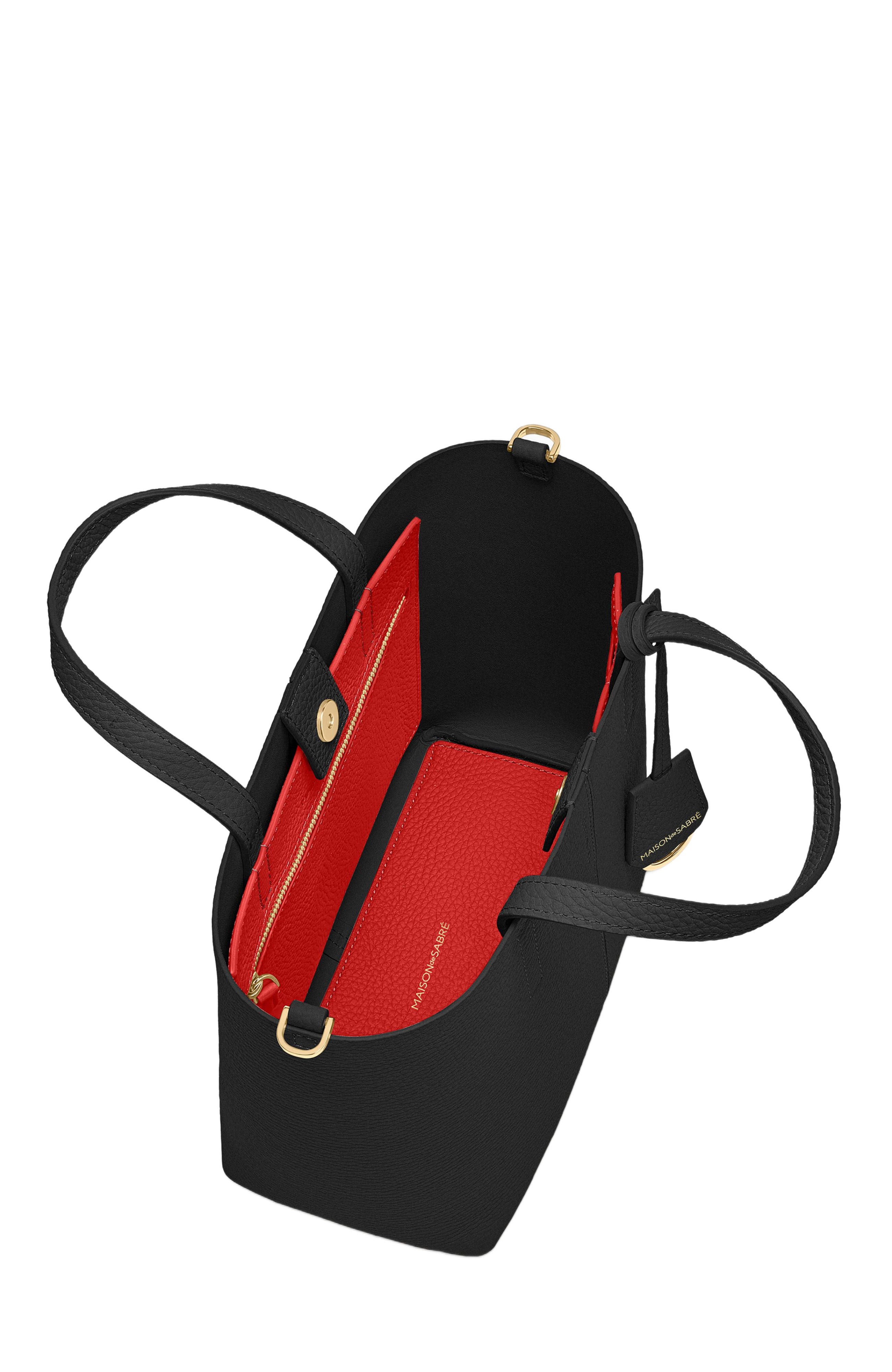 MAISON de SABRÉ Small Leather Soft Tote, Alternate, color, Rouge Noir