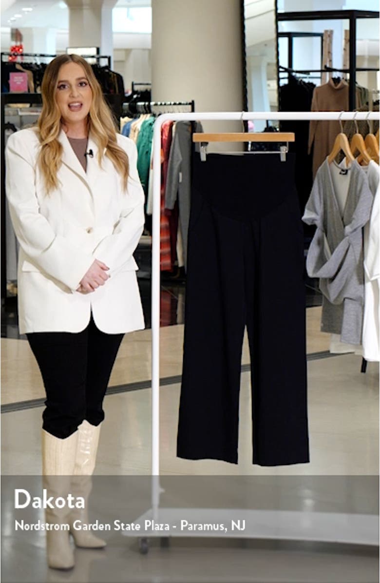 Foldover Waistband Stretch Cotton Maternity Pants, sales video thumbnail