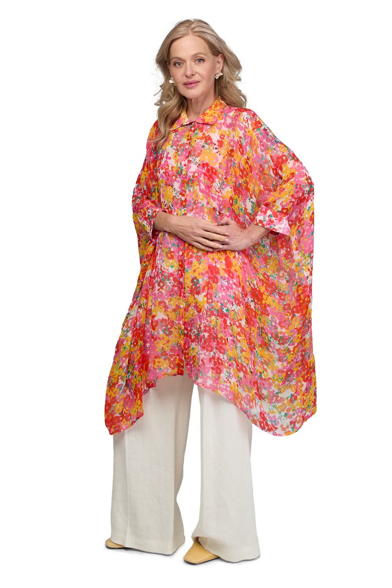 Floral Print Cover-Up Kaftan, Alternate, color, PINK COMBO