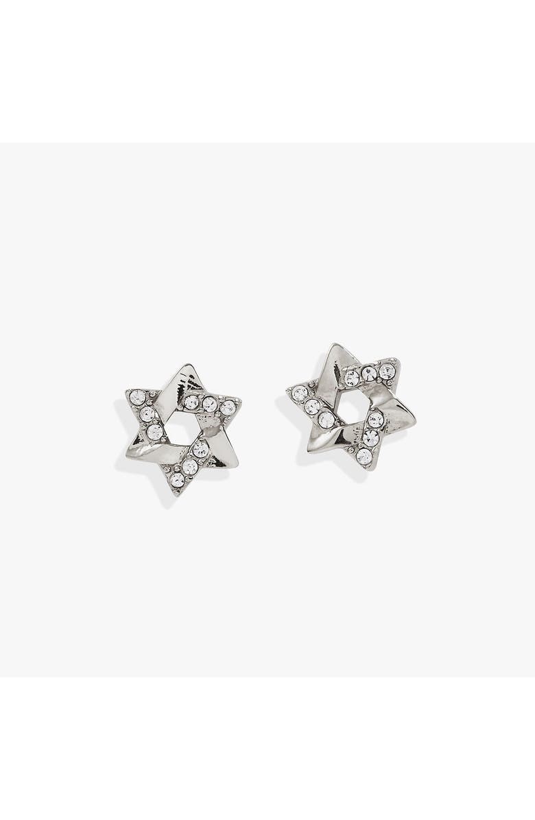 Alex and Ani Star Of David Mini Stud Earrings, Main, color, Silver
