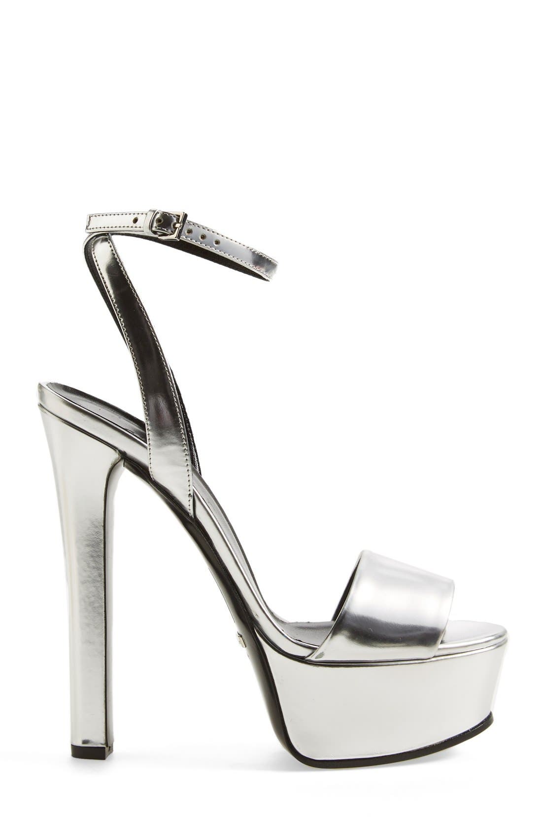 'Leila' Metallic Platform Sandal, Alternate, color, SILVER