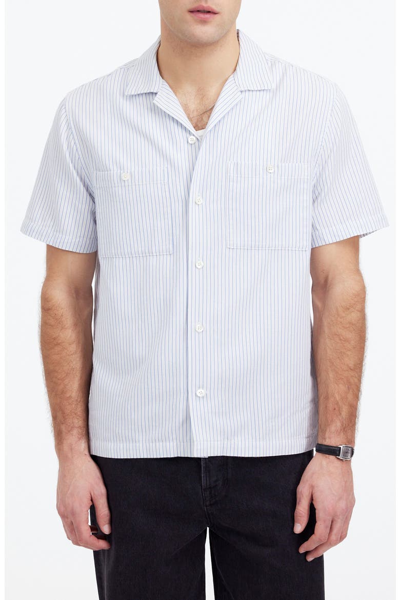 Stripe Twill Camp Shirt, Main, color, HYDRANGEA