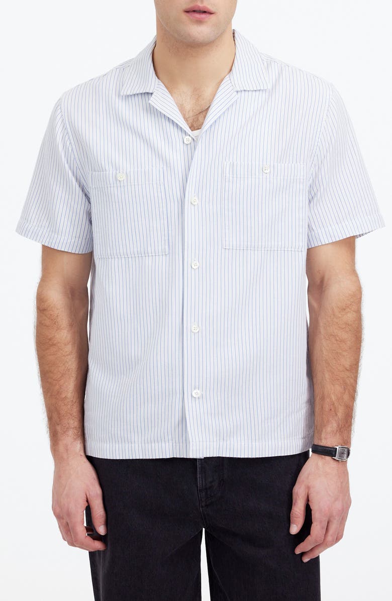 Madewell Stripe Twill Camp Shirt, Main, color,