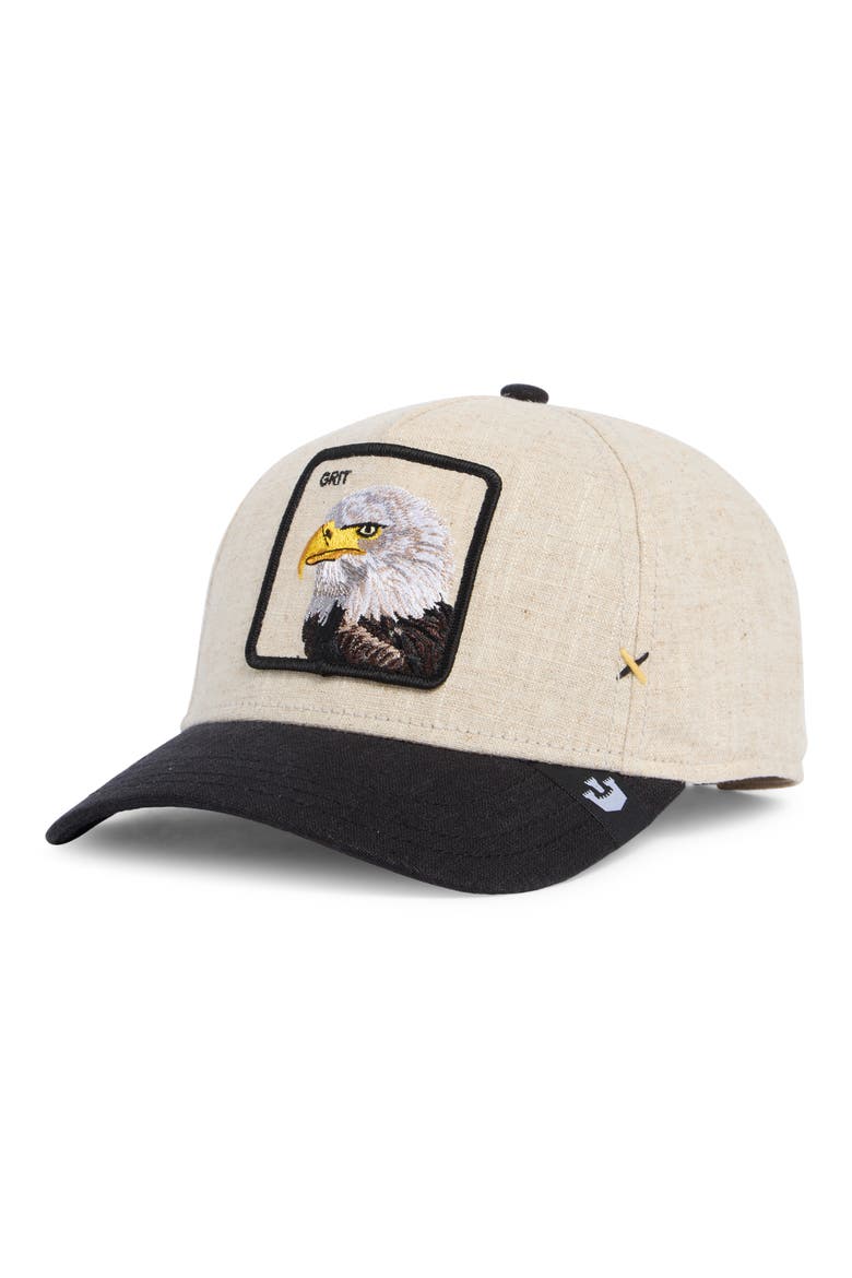 Rough Edges Bald Eagle Baseball Cap, Main, color, BLACK