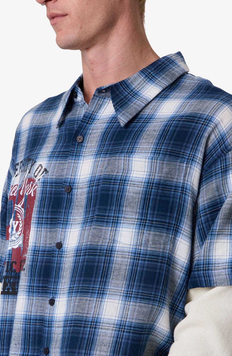 mnml Layered Thermal Button-Up Flannel Shirt, Alternate, color, 