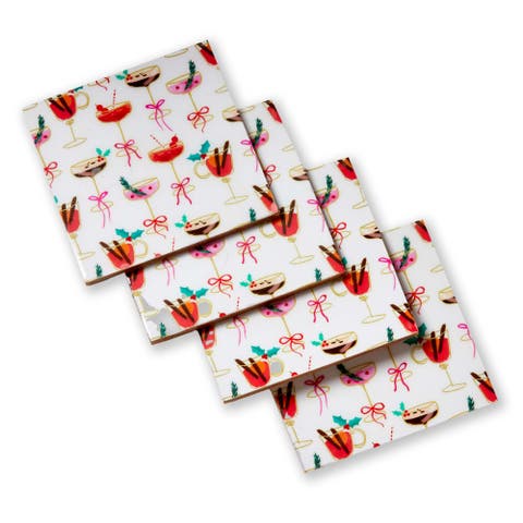 Very Merry Cocktail Coaster Set of Four for Home Entertaining