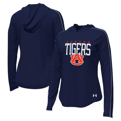 Under Armour Navy Auburn Tigers Gameday Knockout Long Sleeve Hooded T-shirt In Blue
