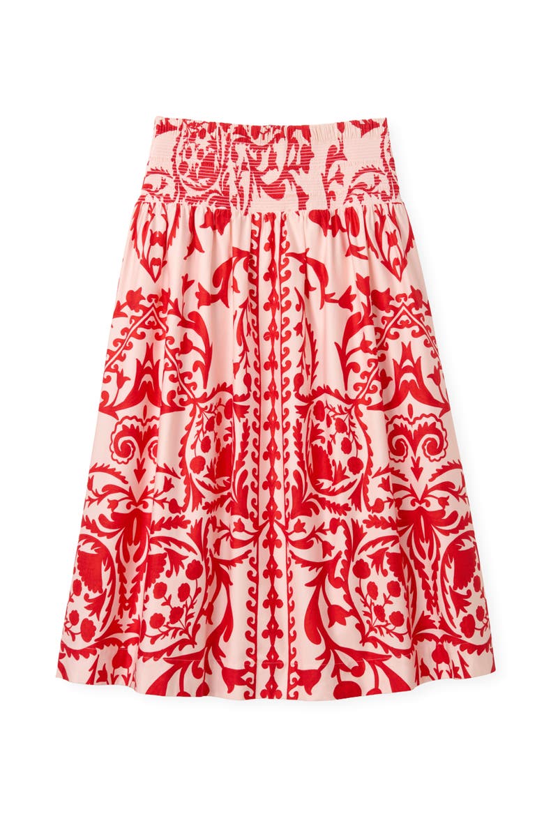 Georgia Printed Midi Skirt, Alternate, color, Poppy