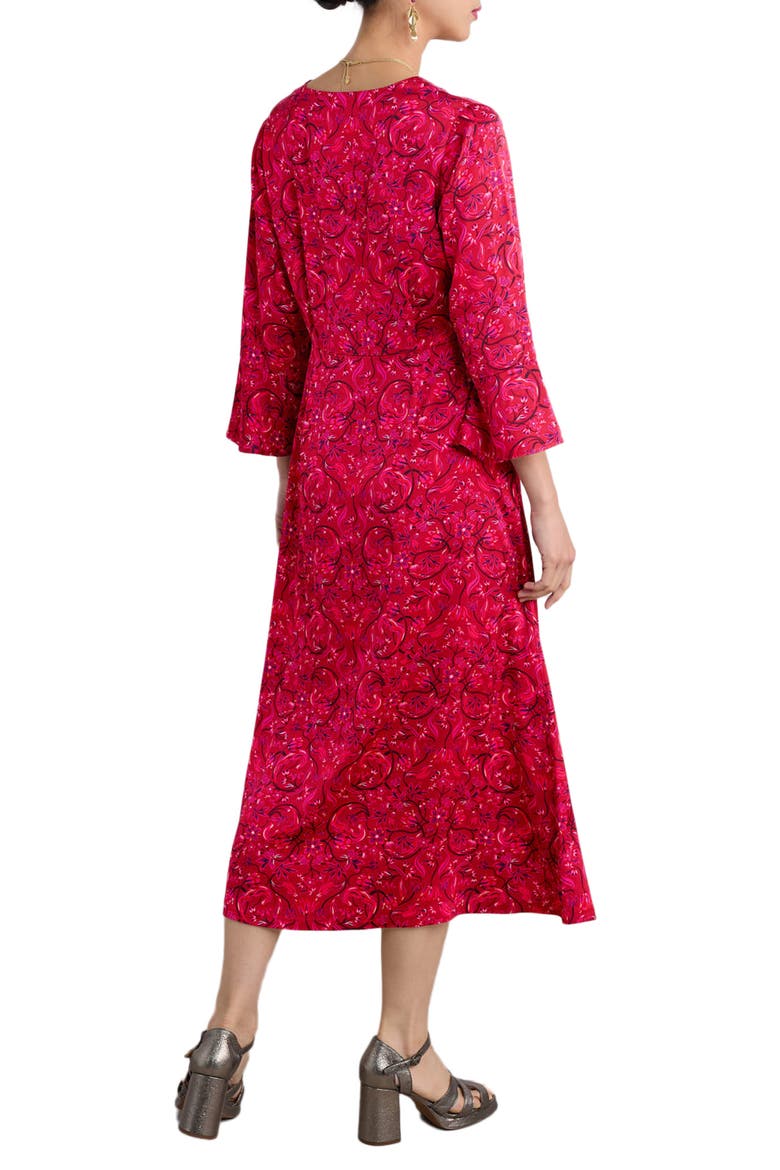 Starry Night Satin Empire Waist Dress, Alternate, color, MIRRORED FLORAL DAHLIA