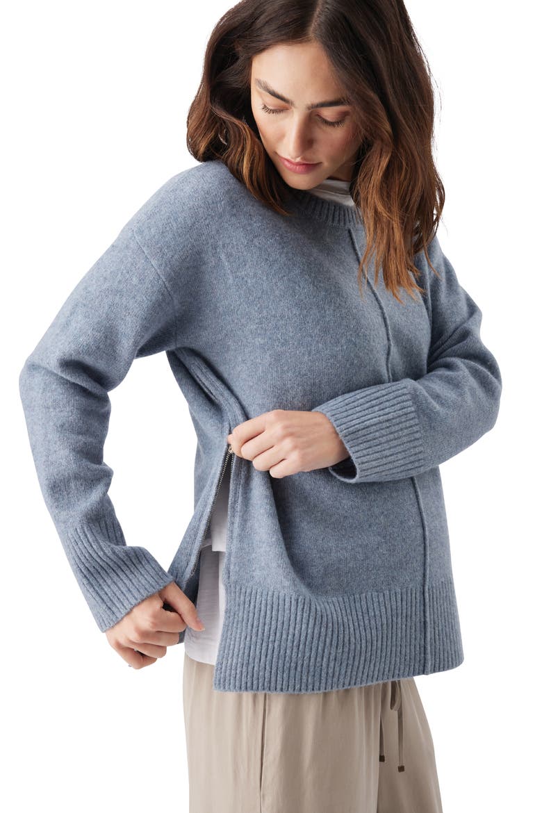 Eva Nursing Knit, Alternate, color, Blue Marle