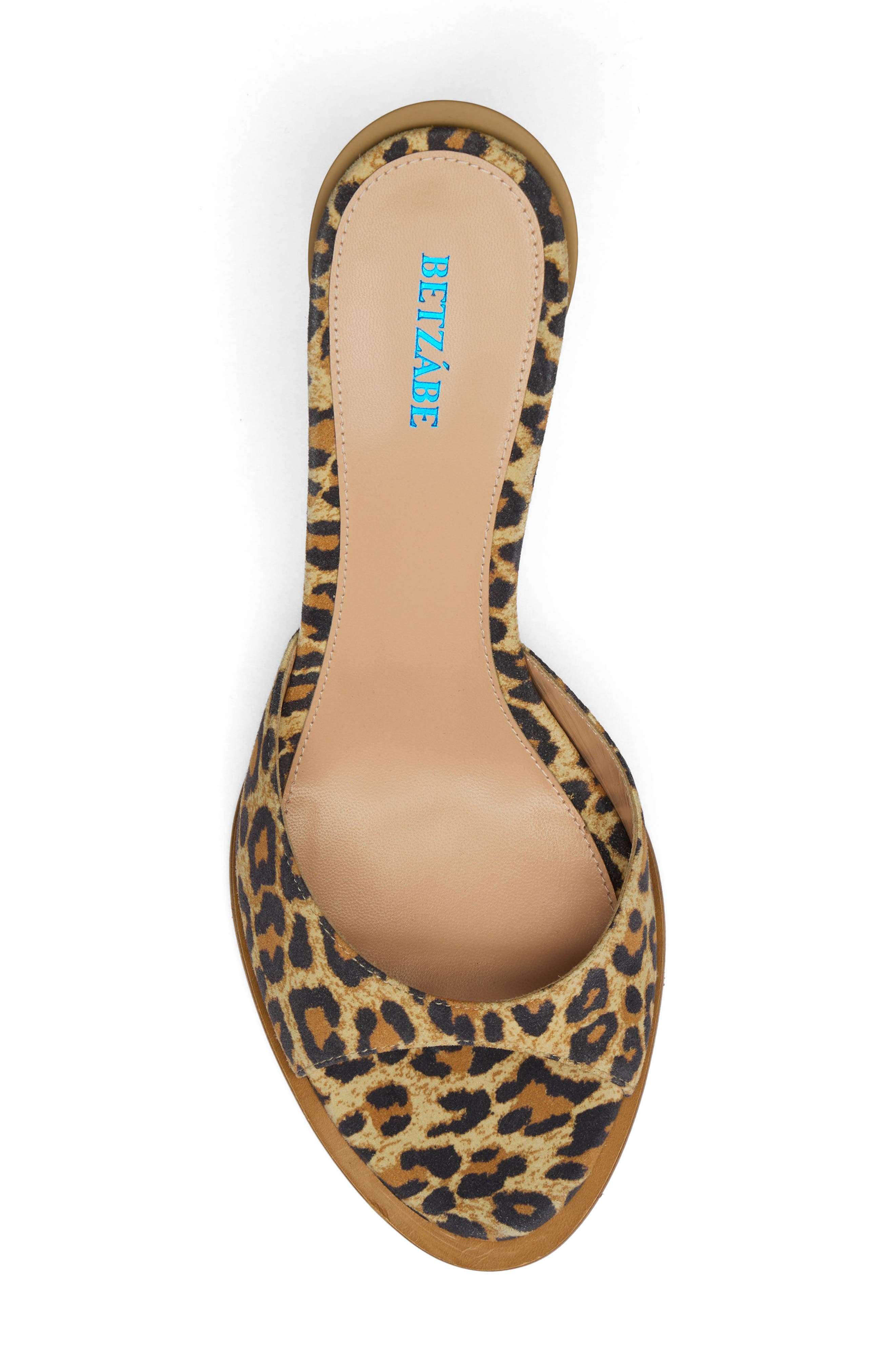 BETZÁBE Jenni Sandal, Alternate, color, Tan Leopard Suede Tonal Heel