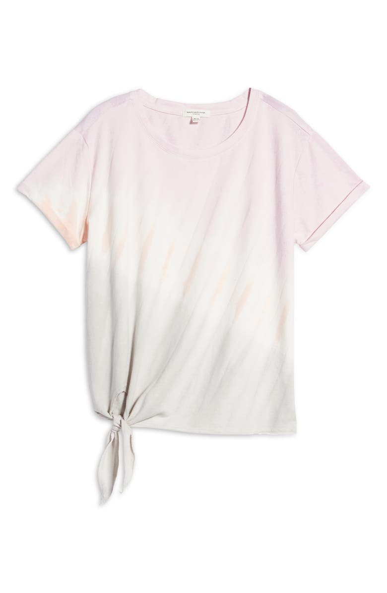 beachlunchlounge French Terry Side Tie T-Shirt, Alternate, color, Lilac/ Grey